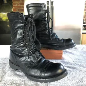 VTG Corcoran Black Leather Military Boots Men’s 11 USA Paratrooper Jump Combat