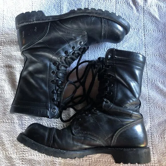 VTG Corcoran Black Leather Military Boots Men’s 11 USA Paratrooper Jump Combat