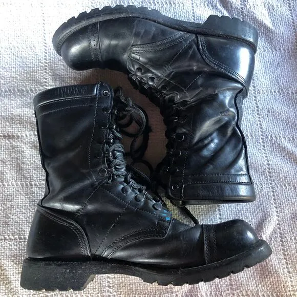VTG Corcoran Black Leather Military Boots Men’s 11 USA Paratrooper Jump Combat