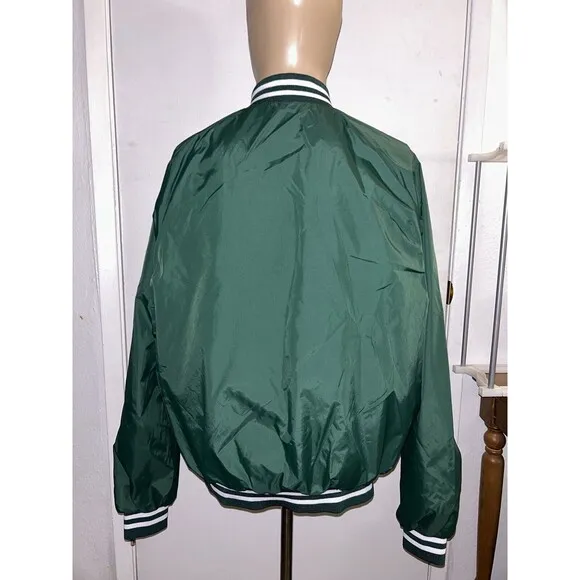 VTG Dennis St Patrick School Satin Bomber Youth Jacket Green 80s 90s USA sz M