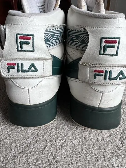 VTG FILA 80s 90s NBA Basketball Shoes High Strap Green Men’s 9.5 CRACKED BROKEN