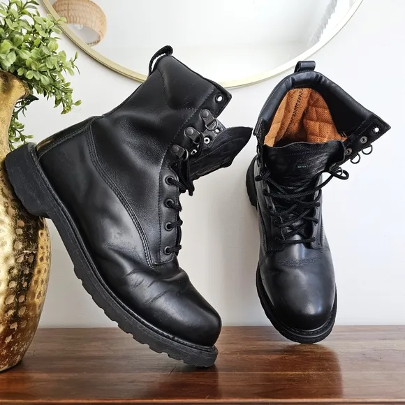 VTG Rocky USA Black Genuine Leather Combat Performance Thinsulate Boots 11.5M