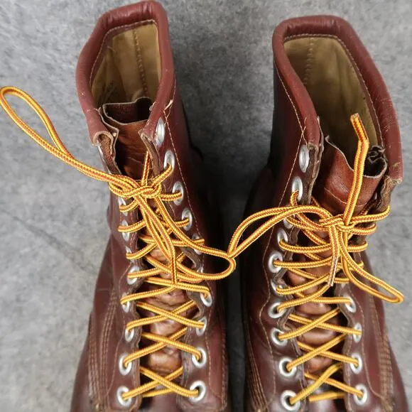 Walker Shoes Mens 12 Boots Leather Insulated Goodyear Welt Vintage Lace Up Brown