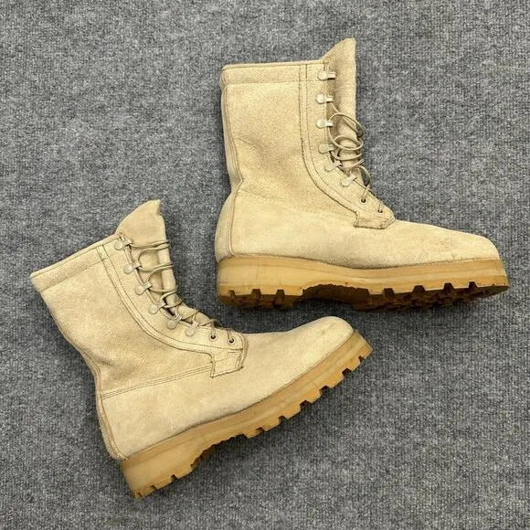 Wellco 263451 Mens 8 W Boots Desert Tan Suede Waterproof Military Combat Boots