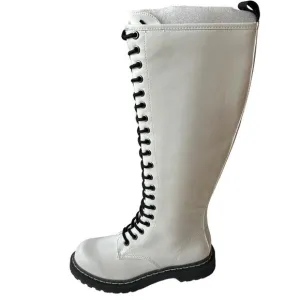 Wild Pair Boots Ryleep White Black Combat Lace Up Tall Boot Women's Size 5M