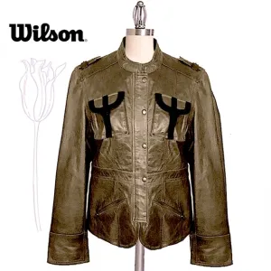 Wilson Vintage Brown Military Style Leather Coat