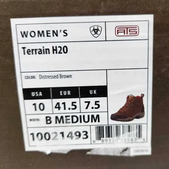 Women's 10 Ariat Terrain H20 waterproof hiking outdoor work boots
