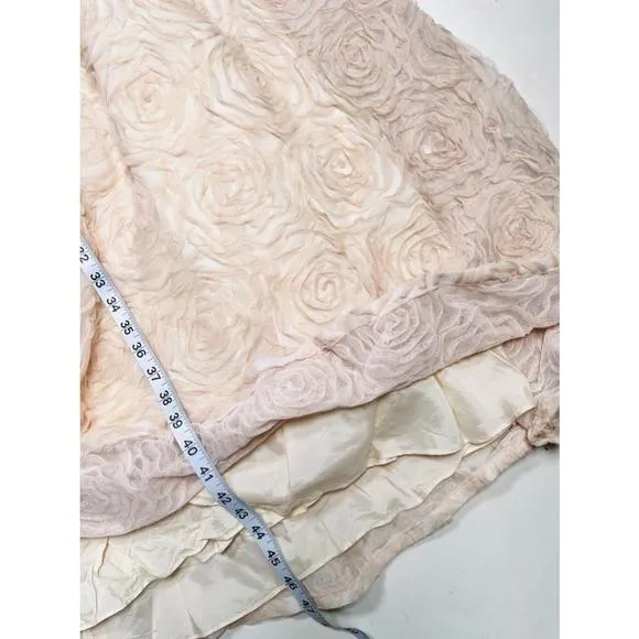 Women's Adrianna Papell Pink Chiffon Floral Appliqué Jewelled Dress Gown Size 4