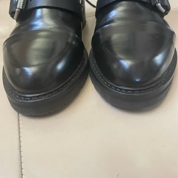 Women’s AllSaints Donita Black Leather Moto Boots, Size  40