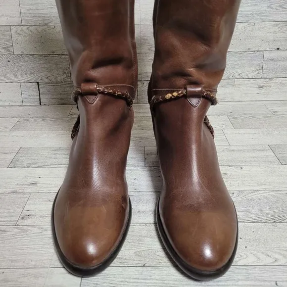 Women's Ariat Calgary Western Brown Leather Tall Harness Cowboy Boots Size 7 B