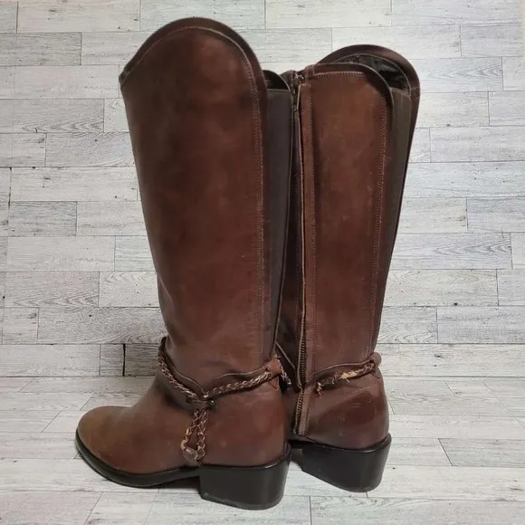 Women's Ariat Calgary Western Brown Leather Tall Harness Cowboy Boots Size 7 B