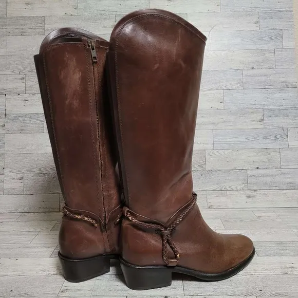 Women's Ariat Calgary Western Brown Leather Tall Harness Cowboy Boots Size 7 B