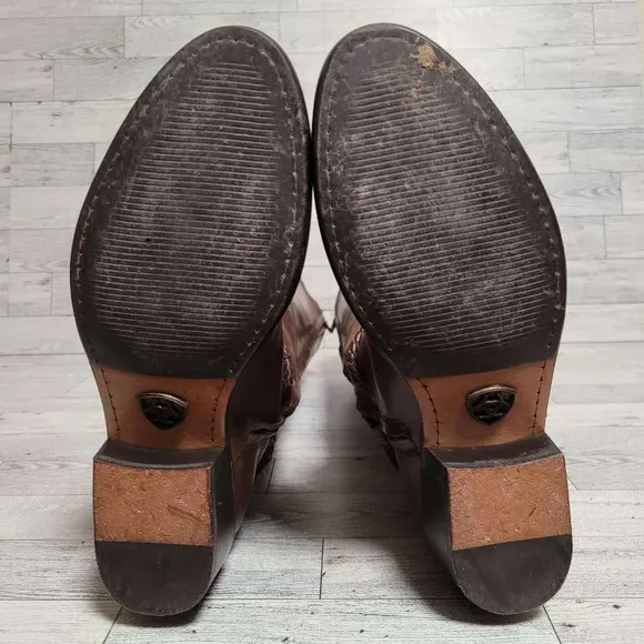 Women's Ariat Calgary Western Brown Leather Tall Harness Cowboy Boots Size 7 B