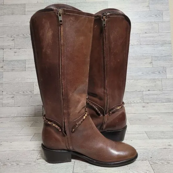 Women's Ariat Calgary Western Brown Leather Tall Harness Cowboy Boots Size 7 B