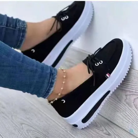 Women's Block Shoes Slip On Closed Toe Platform Flat Wedge Casual Fashion Shoe