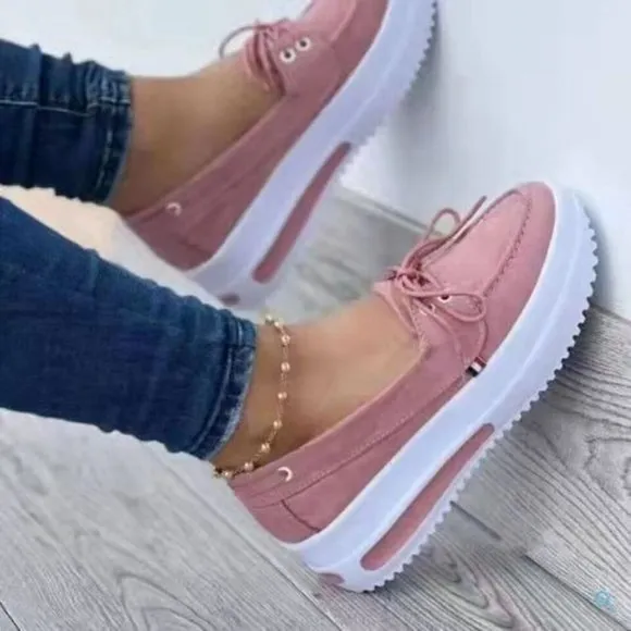 Women's Block Shoes Slip On Closed Toe Platform Flat Wedge Casual Fashion Shoe