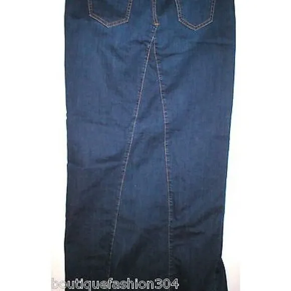 Womens Dark Long Genetic Denim NWT Jean Skirt 29 32 X 42 Tall Anthropologie Slit