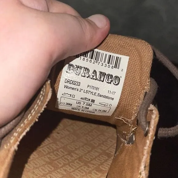 Women’s Durango tooled leather Music City Boat Shoes, Size 7.5