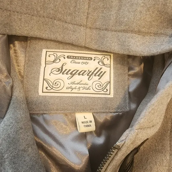Womens NWTO sugafly gorgeous grey, lined zip up/ button long coat size L ♥️