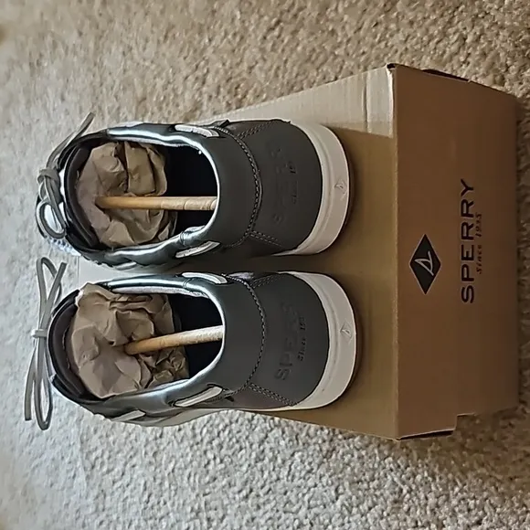 Womens Sperry Coastfish 1 Eye-Tonal Metallic Smoked Pearl