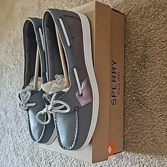Womens Sperry Coastfish 1 Eye-Tonal Metallic Smoked Pearl