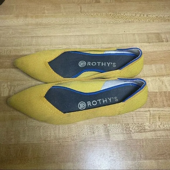 Womens Rothy's The Point  Yellow Slip On Shoes Flats Size 8
