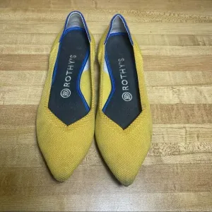 Womens Rothy's The Point  Yellow Slip On Shoes Flats Size 8