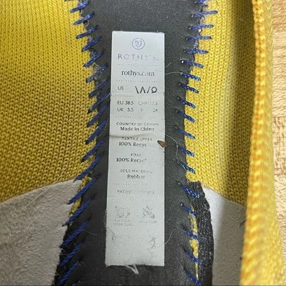 Womens Rothy's The Point  Yellow Slip On Shoes Flats Size 8