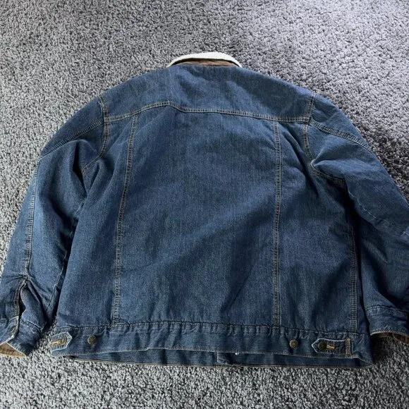 Wrangler Western Sherpa Lined Trucker Jacket Mens XL Denim Side Hand Pockets