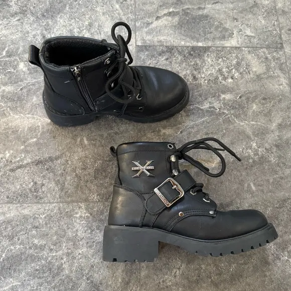 Xelement Black Leather Lace Up Boots Oil Resistant Style 2451 Size 7.5