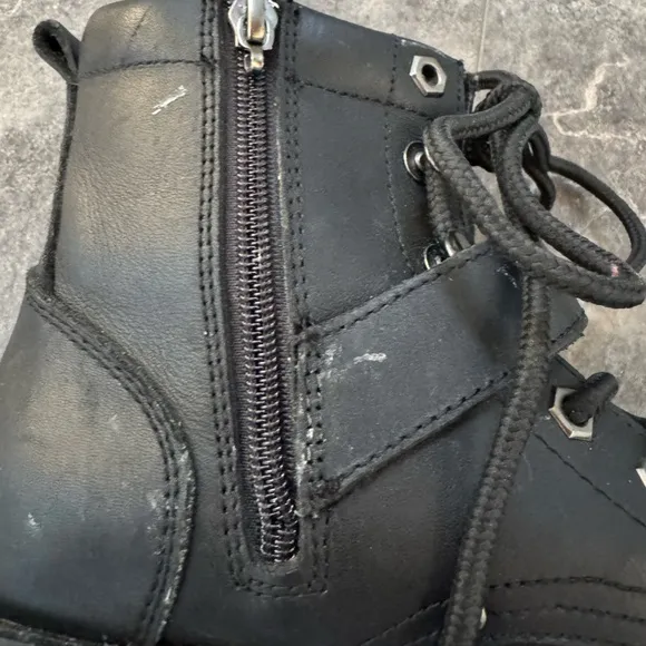Xelement Black Leather Lace Up Boots Oil Resistant Style 2451 Size 7.5