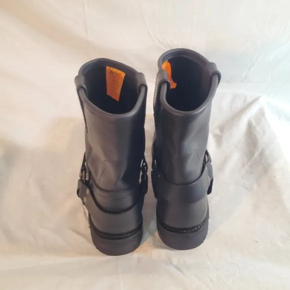 Xelement Men's 8.5 1436 Butch Black Leather Short Harness Motorcycle Boots EUC.