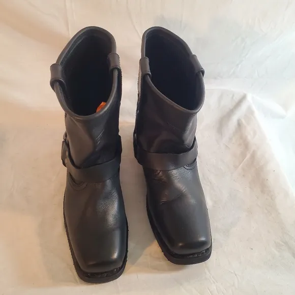 Xelement Men's 8.5 1436 Butch Black Leather Short Harness Motorcycle Boots EUC.