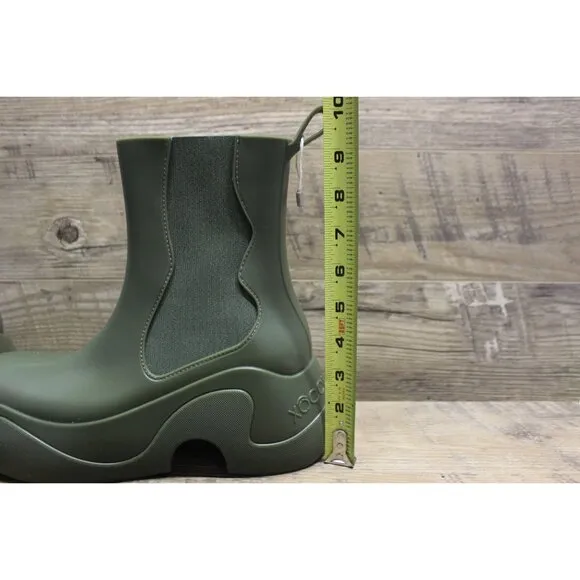 Xocoi military green recycled rubber chunky sole rubber rain stomper boots Italy
