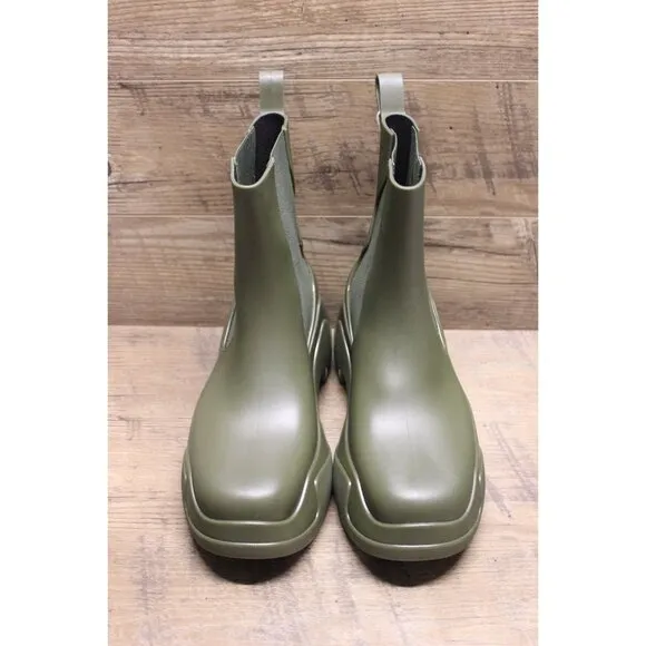 Xocoi military green recycled rubber chunky sole rubber rain stomper boots Italy