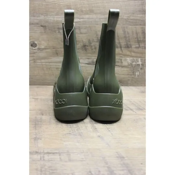 Xocoi military green recycled rubber chunky sole rubber rain stomper boots Italy