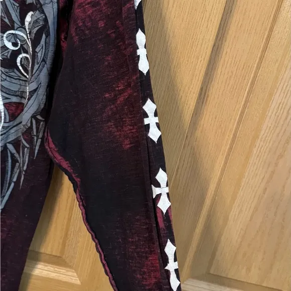 Y2K Affliction Angel Wings Red Maroon Men's Long Sleeve | Size XL