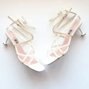 Zac Posen Angie White Patent Leather Strappy Square Toe Sandals Summer Shoes 8