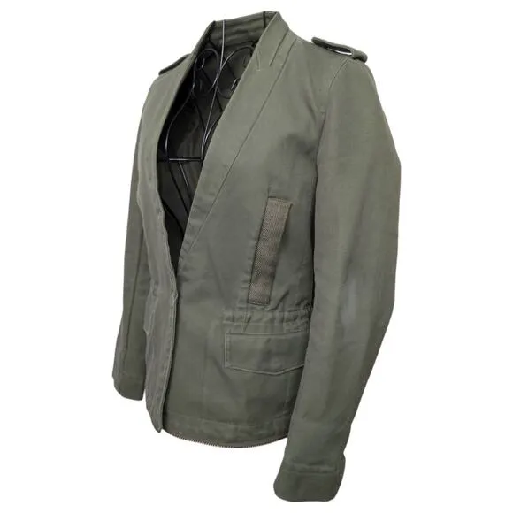 Zadig &amp; Voltaire Vedam Kaki Green Skull Back Structured Cotton Utility Jacket XS