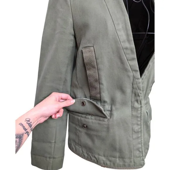 Zadig &amp; Voltaire Vedam Kaki Green Skull Back Structured Cotton Utility Jacket XS