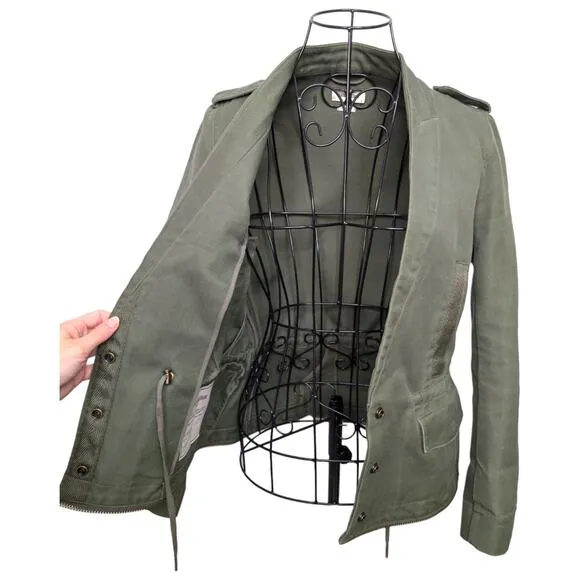 Zadig &amp; Voltaire Vedam Kaki Green Skull Back Structured Cotton Utility Jacket XS