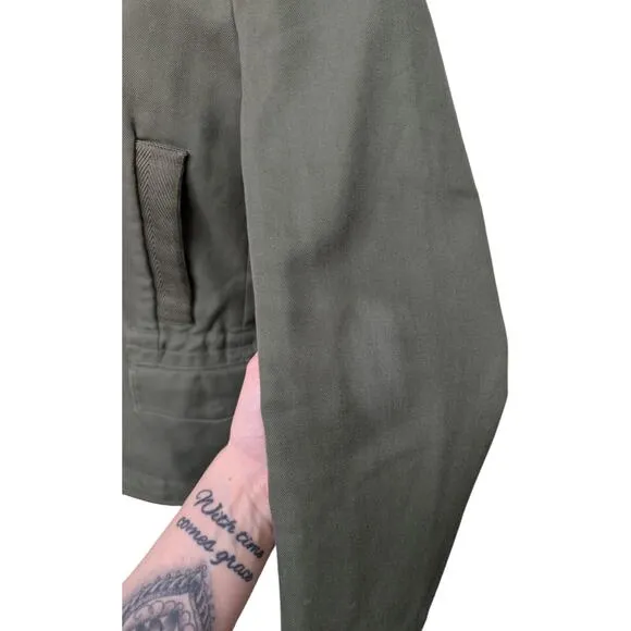 Zadig &amp; Voltaire Vedam Kaki Green Skull Back Structured Cotton Utility Jacket XS