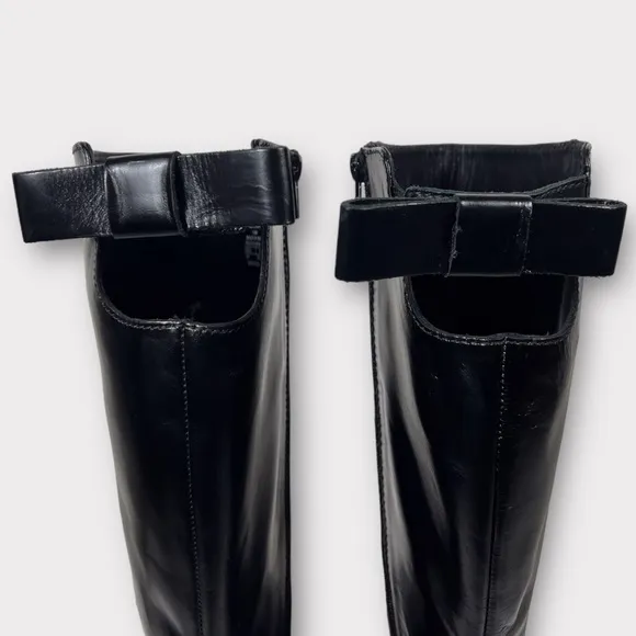 Zara Black Leather Tall Knee HighBoots Size‎ 7.5 EU 38