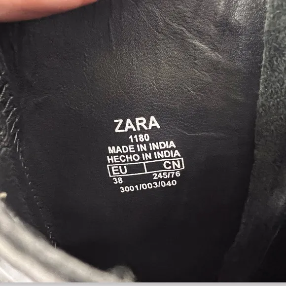 Zara Black Leather Tall Knee HighBoots Size‎ 7.5 EU 38