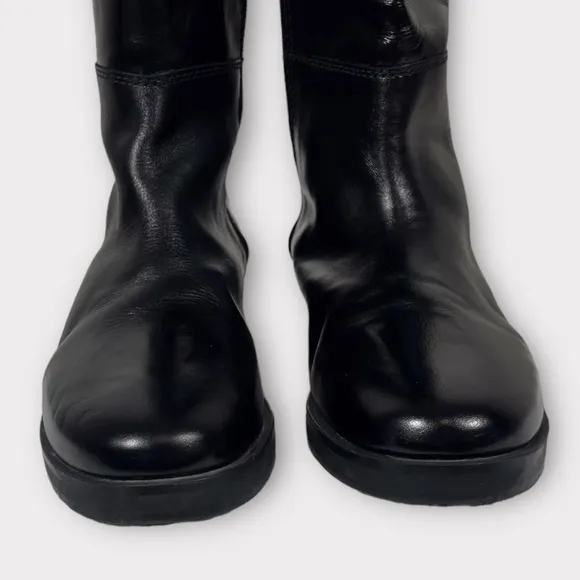 Zara Black Leather Tall Knee HighBoots Size‎ 7.5 EU 38