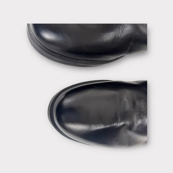 Zara Black Leather Tall Knee HighBoots Size‎ 7.5 EU 38