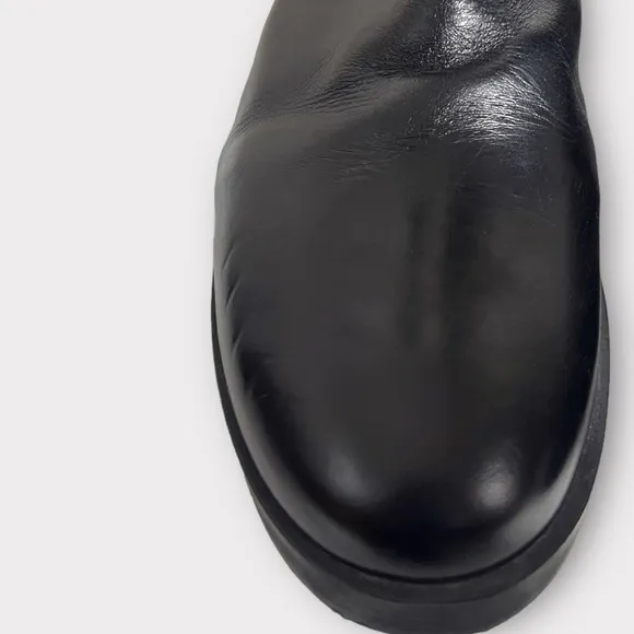 Zara Black Leather Tall Knee HighBoots Size‎ 7.5 EU 38