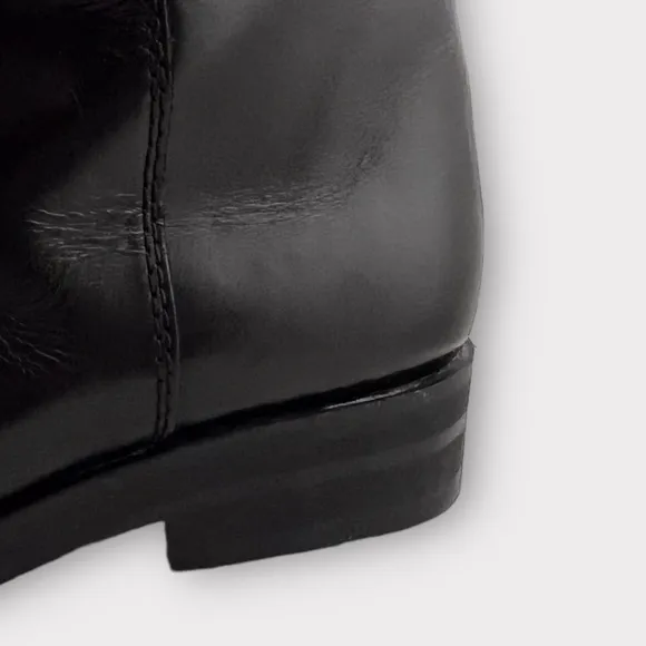 Zara Black Leather Tall Knee HighBoots Size‎ 7.5 EU 38