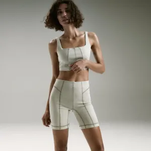 Zara Denim Crop Top Cycling Shorts Set in Khaki
