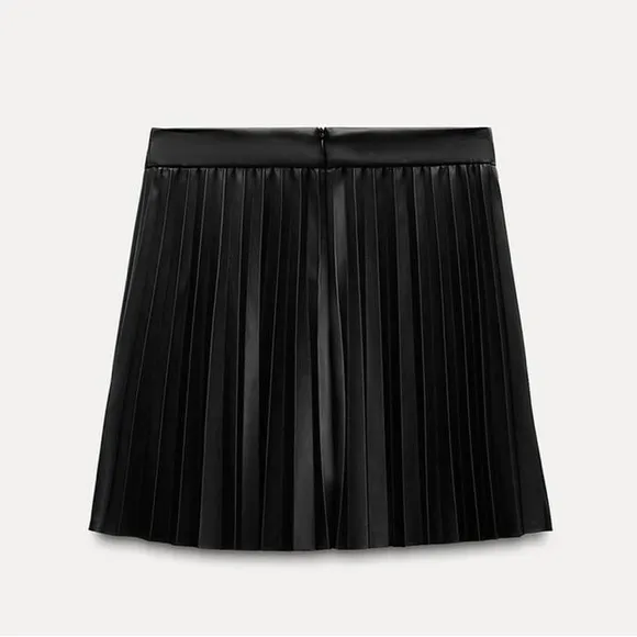 Zara Faux Leather Box Pleat Short Skirt